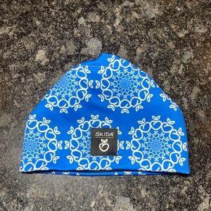 Skida Blue Floral Fleece Lined Alpine Beanie Adult M/L Ski Outdoors Ski Snow